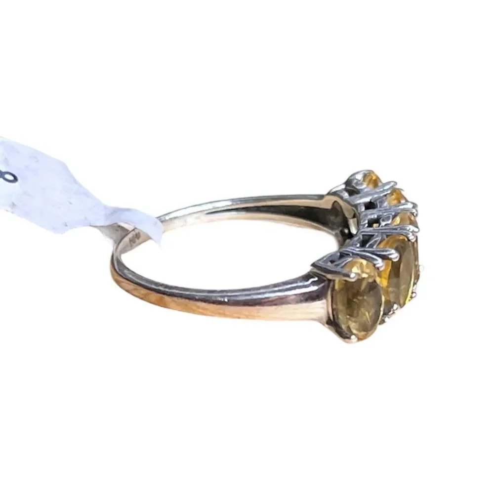 Artisan Sterling Silver Genuine Citrine Band Size 8